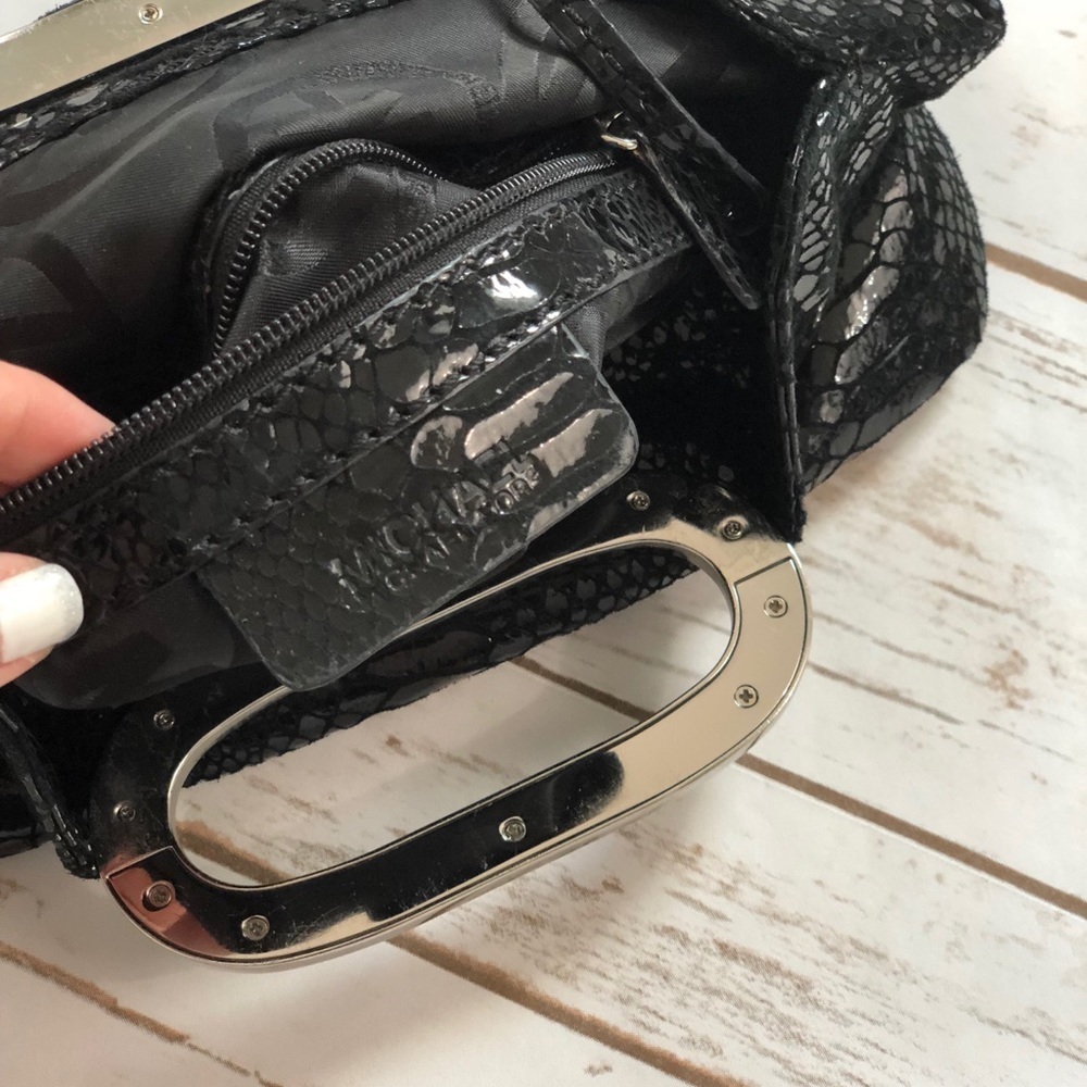 Michael By Michael Kors Black Python Print Clutch - image 3